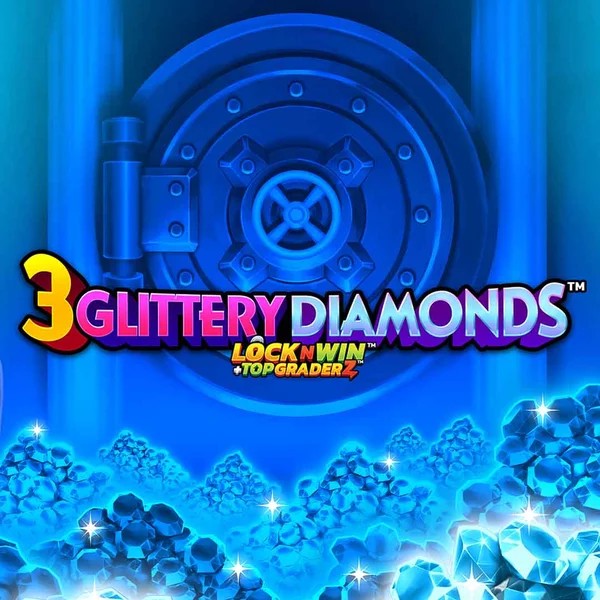 3 Glittery Diamonds slot logo by PearFiction Studios at SlotsPalace Casino