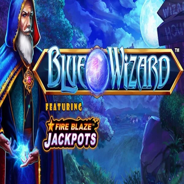 Blue Wizard Fire Blaze Jackpots slot icon by Rarestone Gaming, available at SlotsPalace Casino